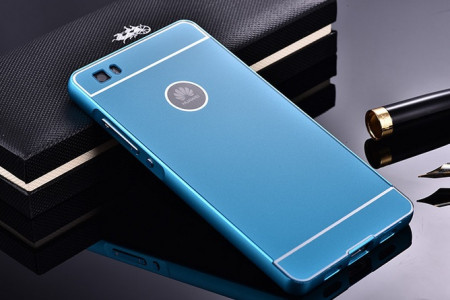 Добави още лукс Бъмпъри за телефони Луксозен син алуминиев бъмпър със син твърд гръб за Huawei P8 Lite ALE-21 